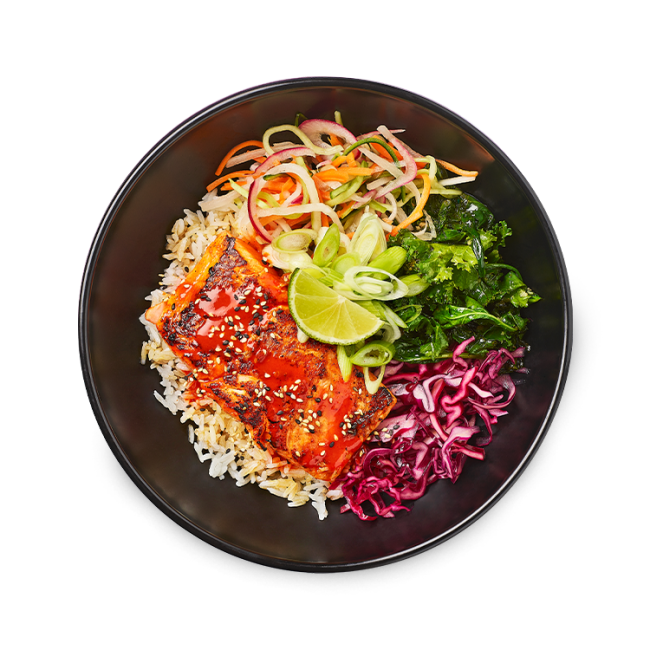 gochujang salmon rice bowl